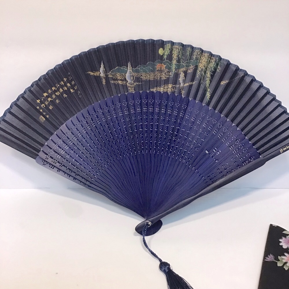 Vintage Authentic WANG XING JI Chinese Famous Hand Fan in Original Box W…